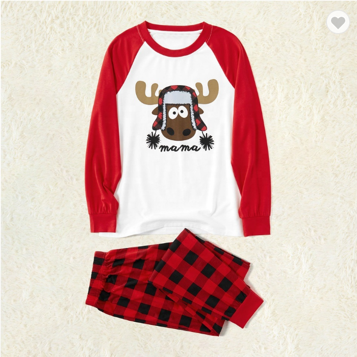 Matching Family Pajamas set with Christmas Elk Print