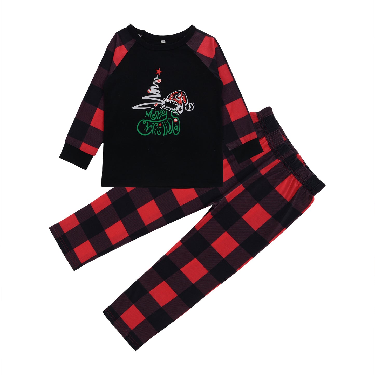 Family Matching Pajamas with Christmas Hat Tree Plaid