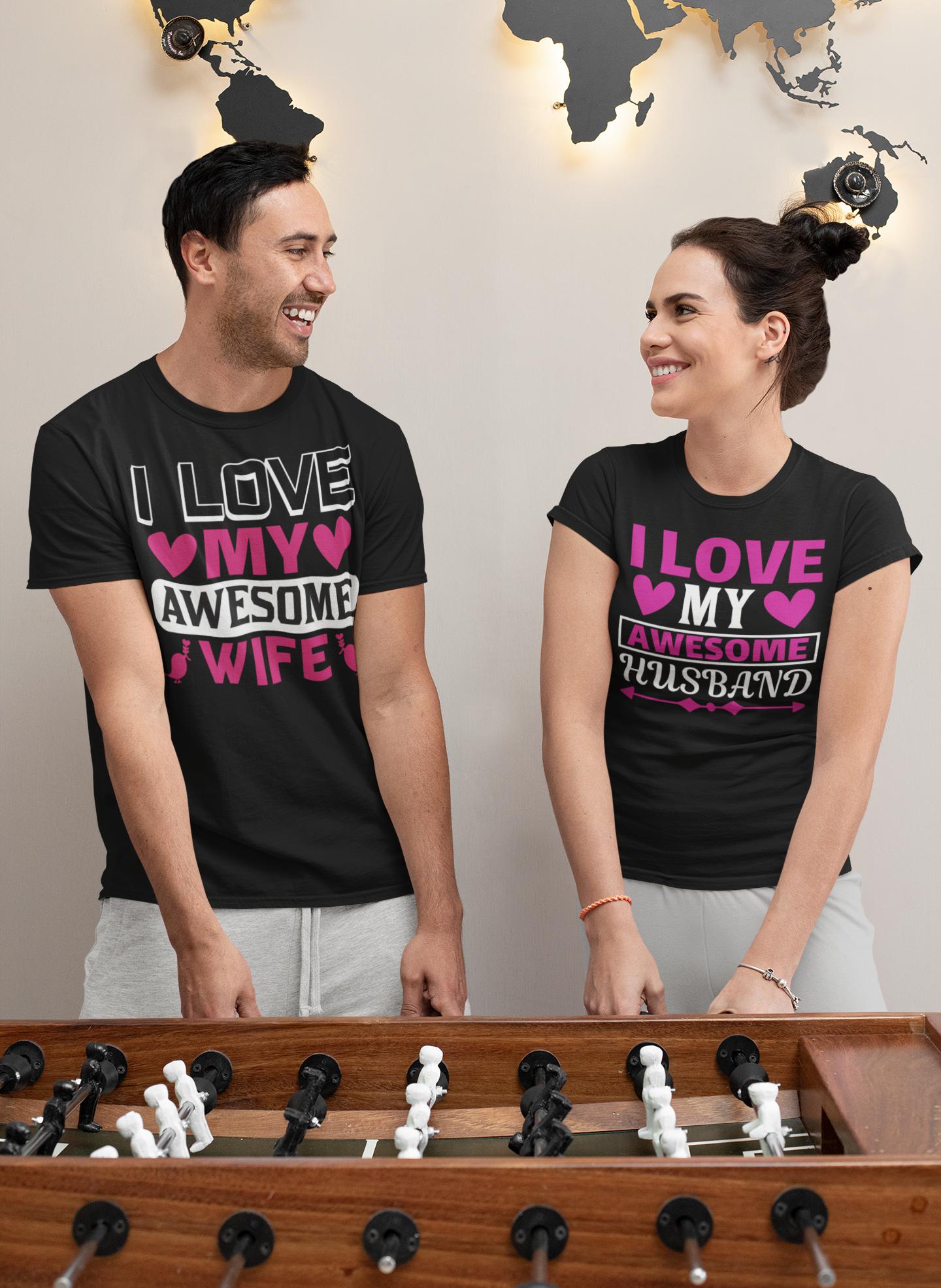 Awesome Wife and Husband | couple T-shirt | Rock Vals day